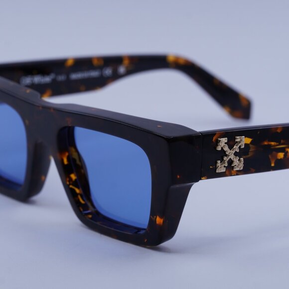 Off-White OERI145 OREGON 6045 Sunglasses Havana Square Frame, Blue Lenses - Picture 4 of 10